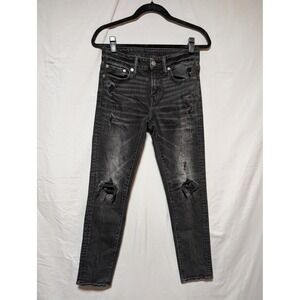 American Eagle Men's Black Distressed Slim Next Level Flex‎ Jeans Size 28x32